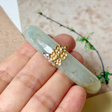 49.1mm A-Grade Natural Osmanthus Floral Jadeite Modern Oval Bangle with Osmanthus Embellishment No.152204