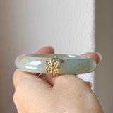 49.1mm A-Grade Natural Osmanthus Floral Jadeite Modern Oval Bangle with Osmanthus Embellishment No.152204
