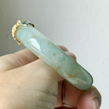 49.1mm A-Grade Natural Osmanthus Floral Jadeite Modern Oval Bangle with Osmanthus Embellishment No.152204