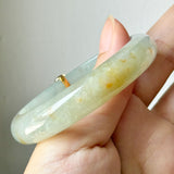 49.1mm A-Grade Natural Osmanthus Floral Jadeite Modern Oval Bangle with Osmanthus Embellishment No.152204