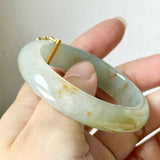 49.1mm A-Grade Natural Osmanthus Floral Jadeite Modern Oval Bangle with Osmanthus Embellishment No.152204