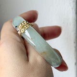 49.1mm A-Grade Natural Osmanthus Floral Jadeite Modern Oval Bangle with Osmanthus Embellishment No.152204