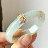 49.1mm A-Grade Natural Osmanthus Floral Jadeite Modern Oval Bangle with Osmanthus Embellishment No.152204