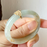 49.1mm A-Grade Natural Osmanthus Floral Jadeite Modern Oval Bangle with Osmanthus Embellishment No.152204