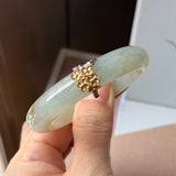 49.1mm A-Grade Natural Osmanthus Floral Jadeite Modern Oval Bangle with Osmanthus Embellishment No.152204