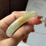 49.1mm A-Grade Natural Osmanthus Floral Jadeite Modern Oval Bangle with Osmanthus Embellishment No.152204