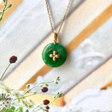 SOLD OUT: A-Grade Imperial Green Jadeite Donut Pendant (Lilac Flower) No.172148