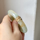 50.6mm A-Grade Natural Osmanthus Floral Jadeite Modern Oval Bangle with Osmanthus Embellishment No.152205