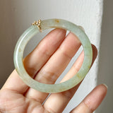 50.6mm A-Grade Natural Osmanthus Floral Jadeite Modern Oval Bangle with Osmanthus Embellishment No.152205