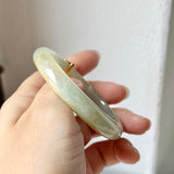 50.6mm A-Grade Natural Osmanthus Floral Jadeite Modern Oval Bangle with Osmanthus Embellishment No.152205