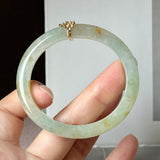 50.6mm A-Grade Natural Osmanthus Floral Jadeite Modern Oval Bangle with Osmanthus Embellishment No.152205