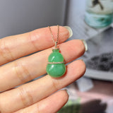 SOLD OUT: A-Grade Natural Apple Green Jadeite Calabash Pendant No.170540