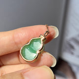 SOLD OUT: A-Grade Natural Apple Green Jadeite Calabash Pendant No.170540