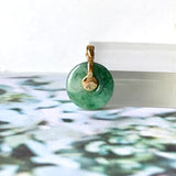 A-Grade Floral Green Jadeite Donut Pendant (Lilac Flower) No.172149