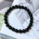 8mm A-Grade Natural Omphacite Jadeite Beaded Bracelet No.190375