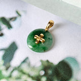 A-Grade Floral Green Jadeite Donut Pendant (Lilac Flower) No.172149