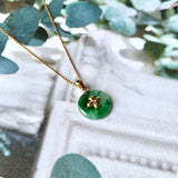 A-Grade Floral Green Jadeite Donut Pendant (Lilac Flower) No.172149