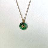 A-Grade Floral Green Jadeite Donut Pendant (Lilac Flower) No.172149