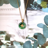 A-Grade Floral Green Jadeite Donut Pendant (Lilac Flower) No.172149