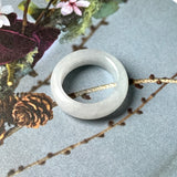 17.1mm A-Grade Natural Chiffon White Jadeite Abacus Ring Band No.162345