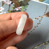 17.1mm A-Grade Natural Chiffon White Jadeite Abacus Ring Band No.162345