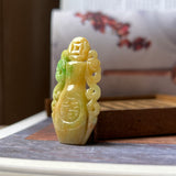 A-Grade Natural Yellow Green Jadeite Vase Pendant No.170166