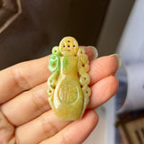 A-Grade Natural Yellow Green Jadeite Vase Pendant No.170166