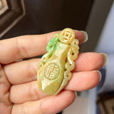 A-Grade Natural Yellow Green Jadeite Vase Pendant No.170166