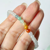 5mm A-Grade Natural Rainbow Jadeite Beaded Bracelet No.190477
