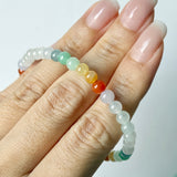 5mm A-Grade Natural Rainbow Jadeite Beaded Bracelet No.190477