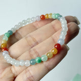 5mm A-Grade Natural Rainbow Jadeite Beaded Bracelet No.190477