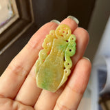 A-Grade Natural Yellow Green Jadeite Vase Pendant No.170166