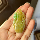 A-Grade Natural Yellow Green Jadeite Vase Pendant No.170166