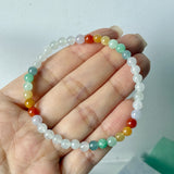 5mm A-Grade Natural Rainbow Jadeite Beaded Bracelet No.190477