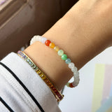 5mm A-Grade Natural Rainbow Jadeite Beaded Bracelet No.190477