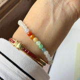 5mm A-Grade Natural Rainbow Jadeite Beaded Bracelet No.190477