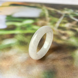 18.1mm A-Grade Natural Chiffon White Jadeite Abacus Ring Band No.162346