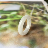 18.1mm A-Grade Natural Chiffon White Jadeite Abacus Ring Band No.162346