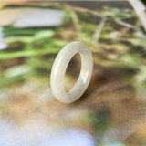 18.1mm A-Grade Natural Chiffon White Jadeite Abacus Ring Band No.162346