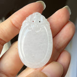 A-Grade Natural White Jadeite Bat Medalion Pendant No.220254