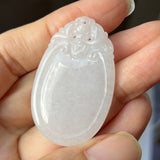 A-Grade Natural White Jadeite Bat Medalion Pendant No.220254