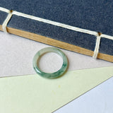 15.2mm A-Grade Natural Floral Jadeite Abacus Ring Band No.162535