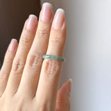 15.2mm A-Grade Natural Floral Jadeite Abacus Ring Band No.162535
