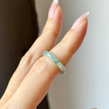 15.2mm A-Grade Natural Floral Jadeite Abacus Ring Band No.162535