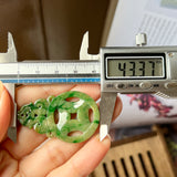A-Grade Natural Yellowish Green Jadeite Dragon & Money Pendant No.220142