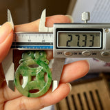 A-Grade Natural Yellowish Green Jadeite Dragon & Money Pendant No.220142
