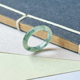16.2mm A-Grade Natural Floral Jadeite Abacus Ring Band No.162536