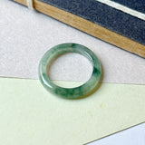 16.2mm A-Grade Natural Floral Jadeite Abacus Ring Band No.162536