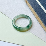 16.2mm A-Grade Natural Floral Jadeite Abacus Ring Band No.162536