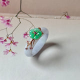 16.8mm A-Grade Natural Lavender Jadeite Joseon Ring (Moss On Snow Sakura Flower) No.162661